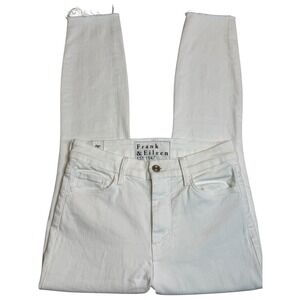 Frank & Eileen Sligo White Skinny Ankle Jeans 27 Raw Hem Designer Luxury Denim